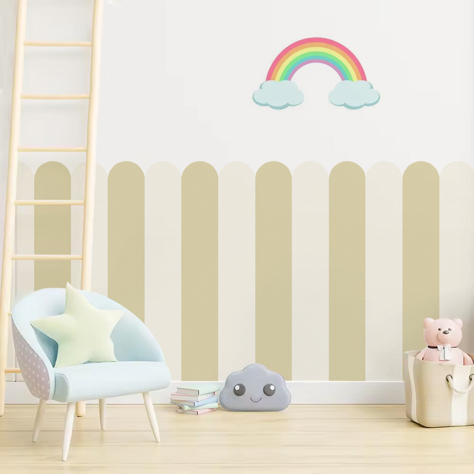 マルチカラー縦ストライプアーク壁紙保育園子供壁アートキッズル - Baby Nursery Wall Art のレビューと価格