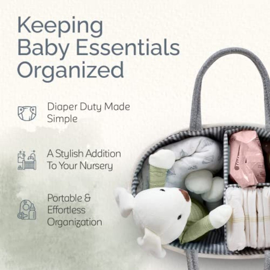 ベビー用おむつ収納オーガナイザー、ハンドル付き蓋付きナーサリ - Baby Nursery Nurse のレビューと価格