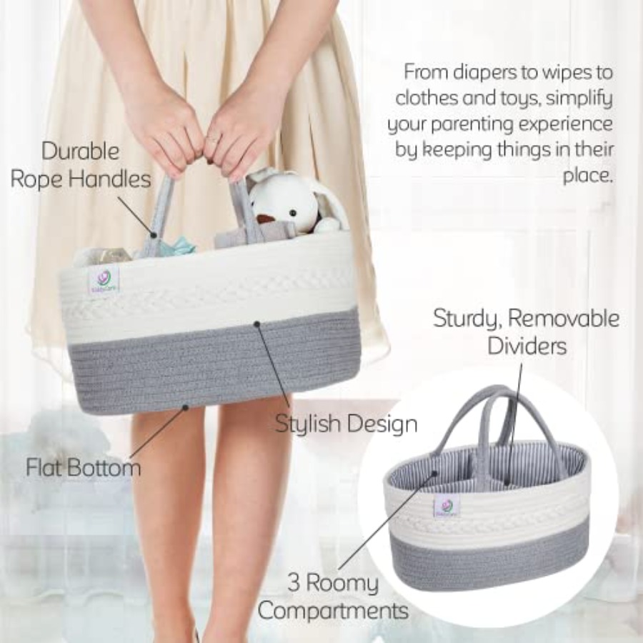 ベビー用おむつ収納オーガナイザー、ハンドル付き蓋付きナーサリ - Baby Nursery Nurse のレビューと価格