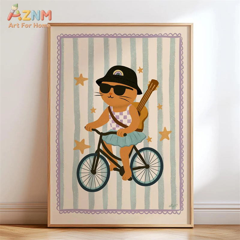 AZNM レトロでグルービーなかわいい動物キャンバスウォール - Baby Nursery Wall Art のレビューと価格