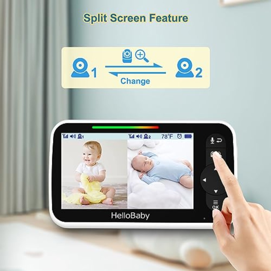 保育園用ビデオベビーモニター、ABS樹脂製、黒色、デュアルカ - Baby Nursery Temperature のレビューと価格